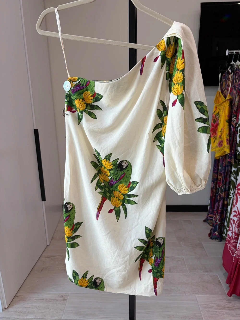 Farm Rio: Off-White Maracana Bird Mini Dress